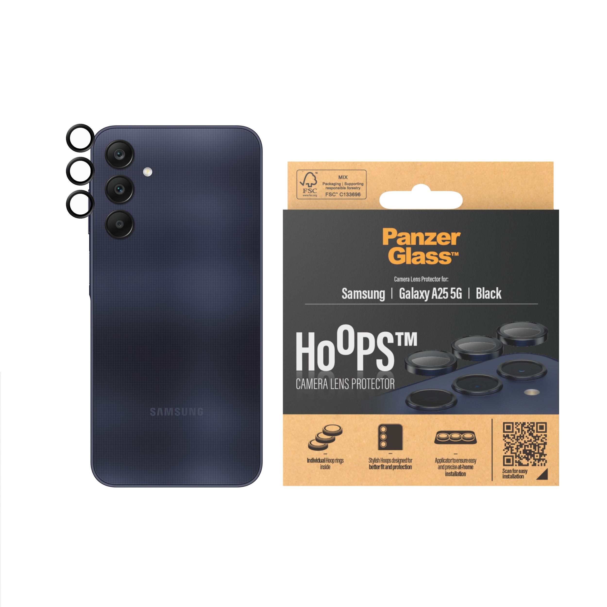 Samsung Galaxy A25 Hoops Camera Lens Protector Black