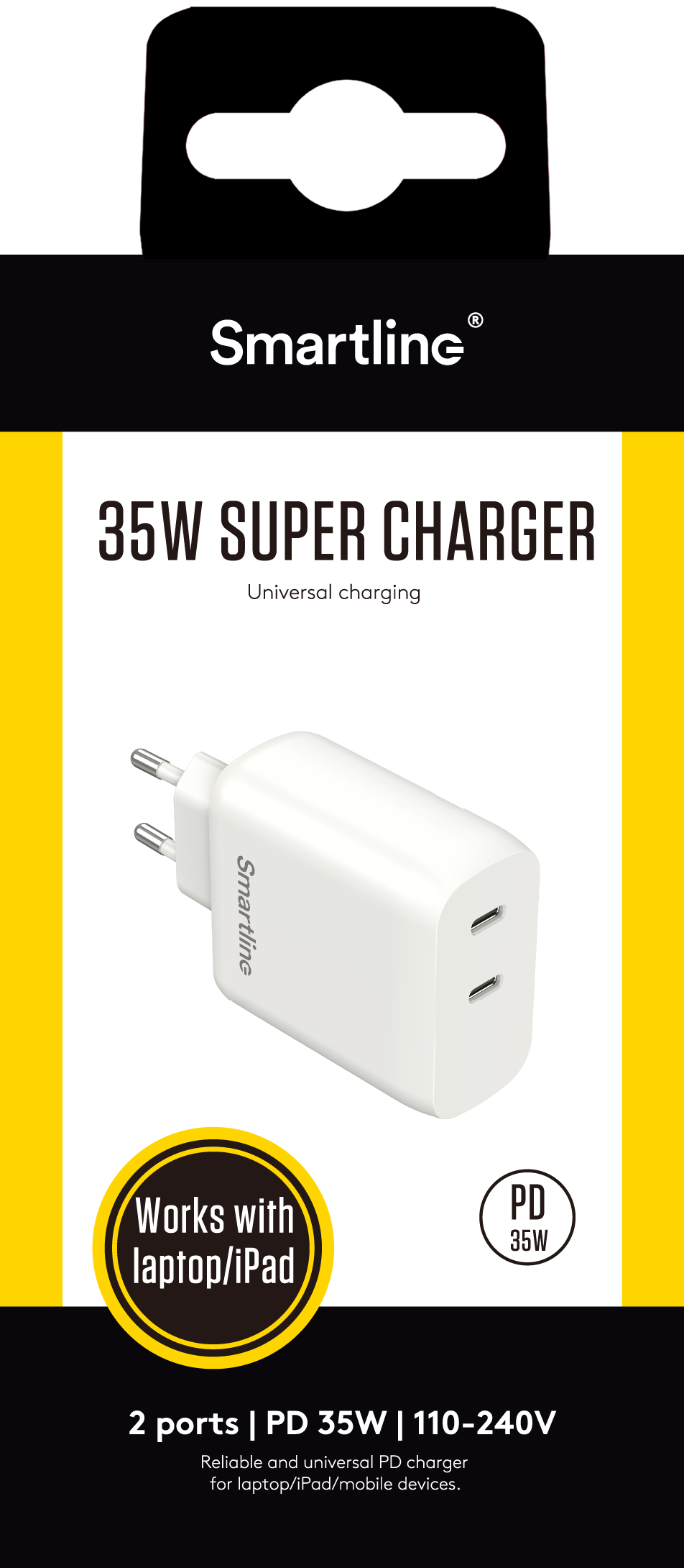 Dual PD Wall Charger 35W USB-C hvid