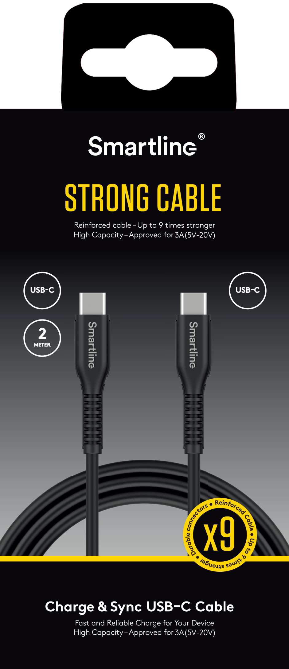 Strong USB Cable USB-C - USB-C 2m sort