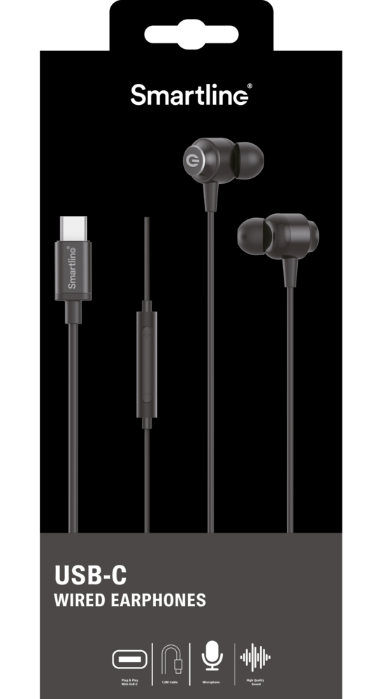 Kablede hovedtelefoner USB-C sort