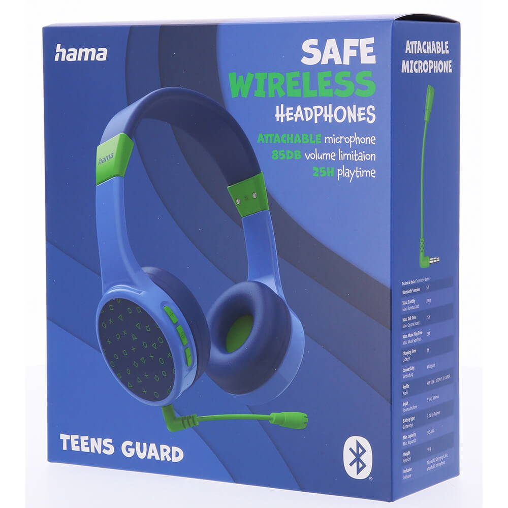 Teens Guard On-Ear Wireless Børnehovedtelefon blå