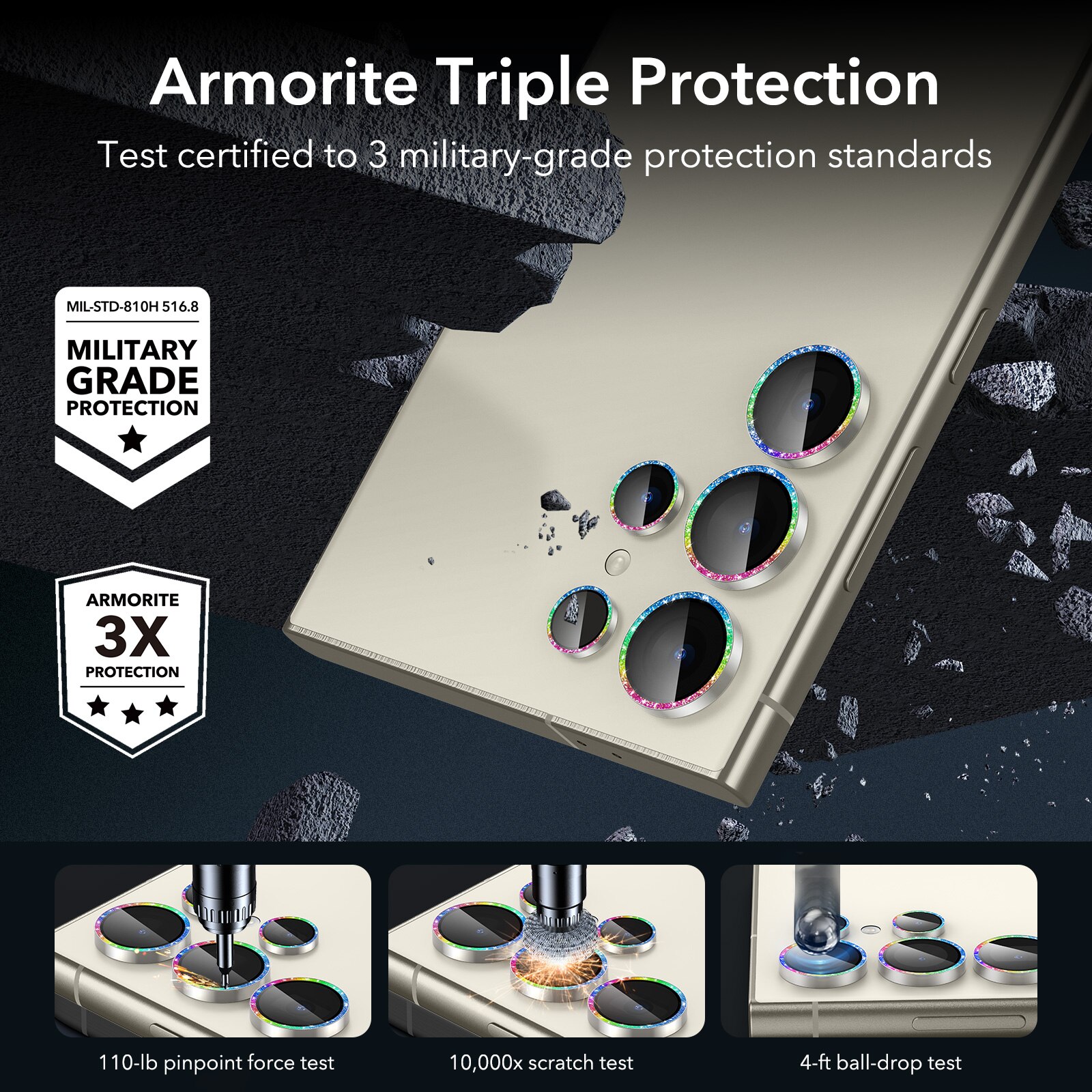 Armorite Camera Lens Protector Samsung Galaxy S24 Ultra Chromatic Shimmer