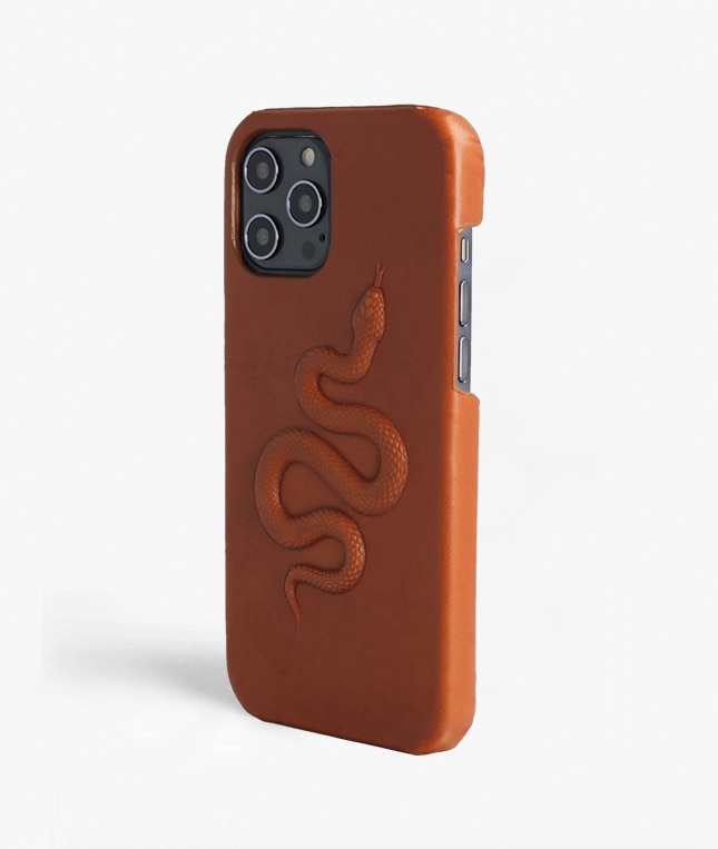 Cover iPhone 12 Pro Max Snake Cognac