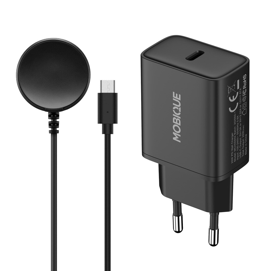 Komplet oplader Samsung Galaxy Watch 4 Classic 46mm kabel og vægoplader 20W Sort