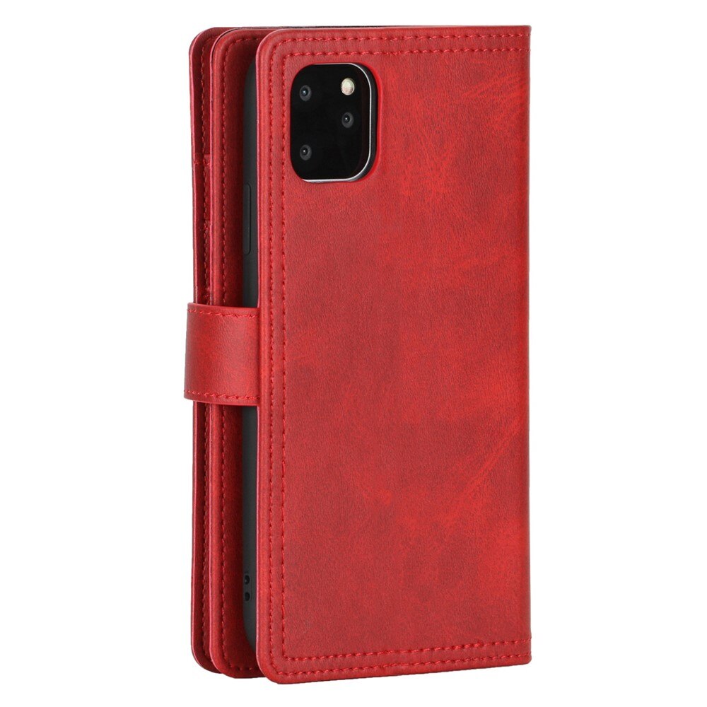 Læder multi-slot tegnebog iPhone 13 rød