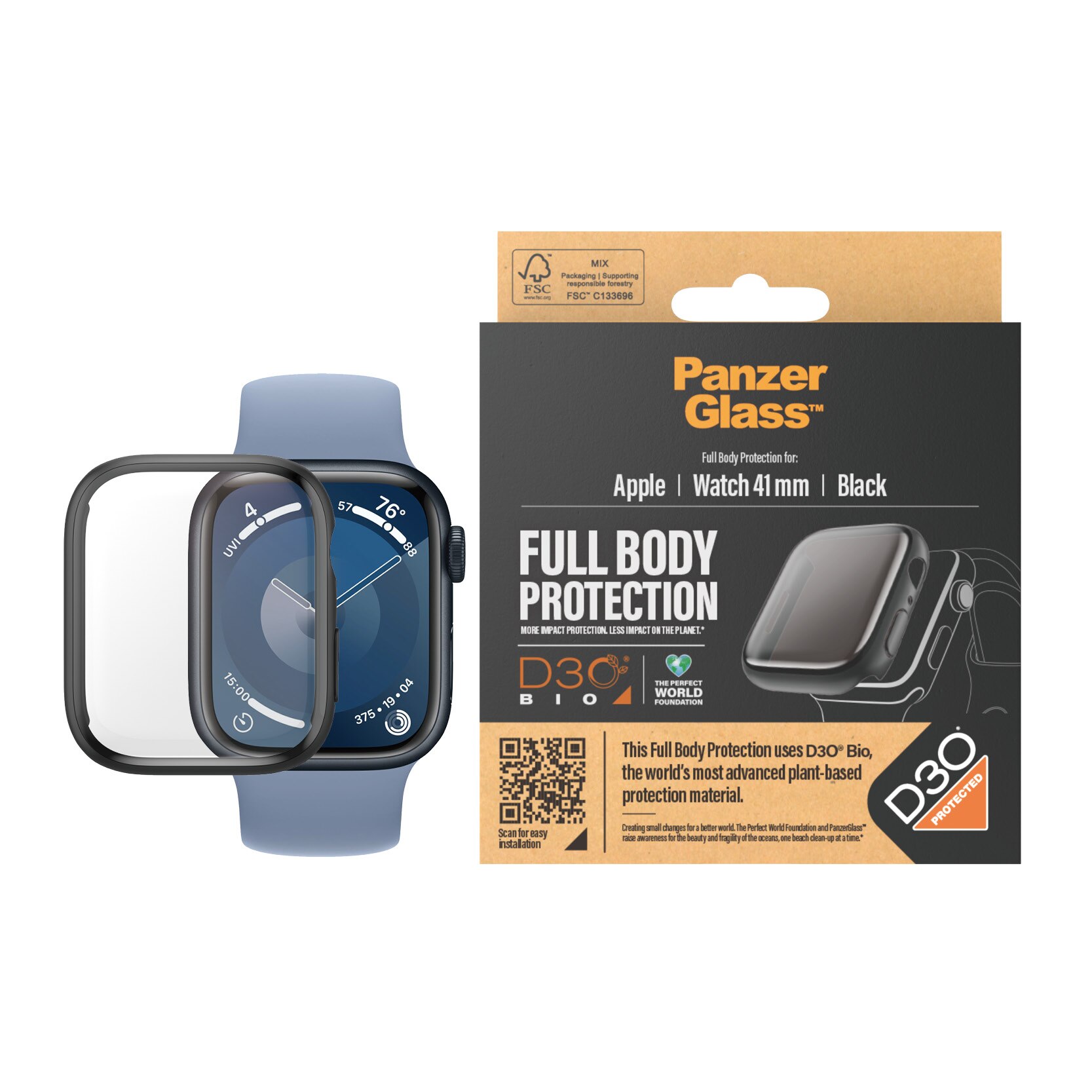 Apple Watch Series 8 41mm Full Body Case D3O Sort