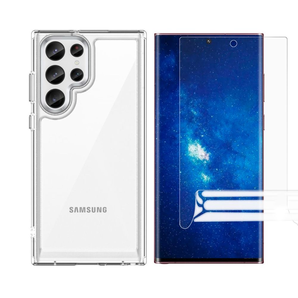 Samsung Galaxy S23 Ultra Beskyttelsessæt Cover og Skærmbeskyttelse