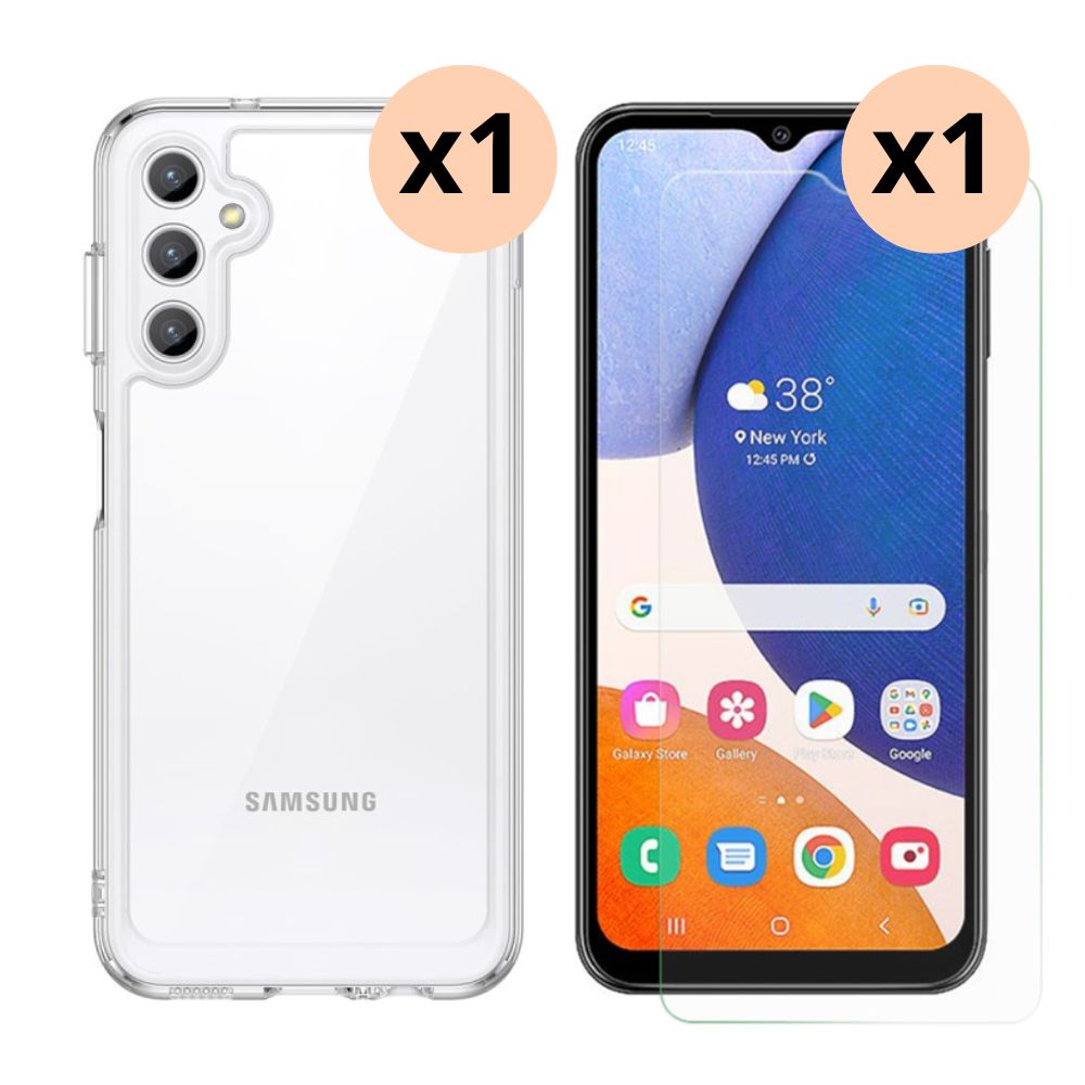 Samsung Galaxy A14 Beskyttelsessæt Cover og Skærmbeskyttelse