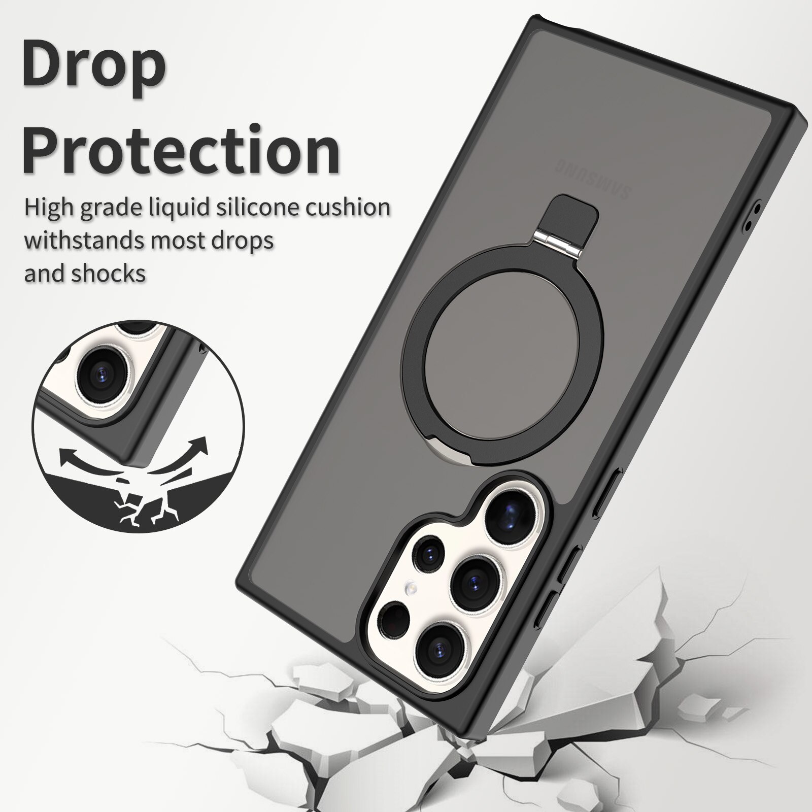 Hybridcover Magnetic Ring Samsung Galaxy S23 Ultra Sort