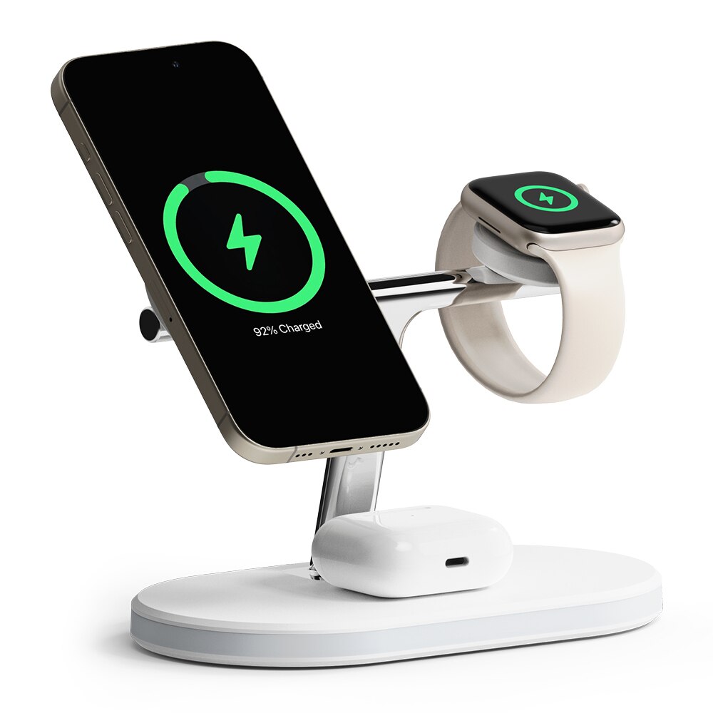 3-in-1 Wireless Charger Stand hvid