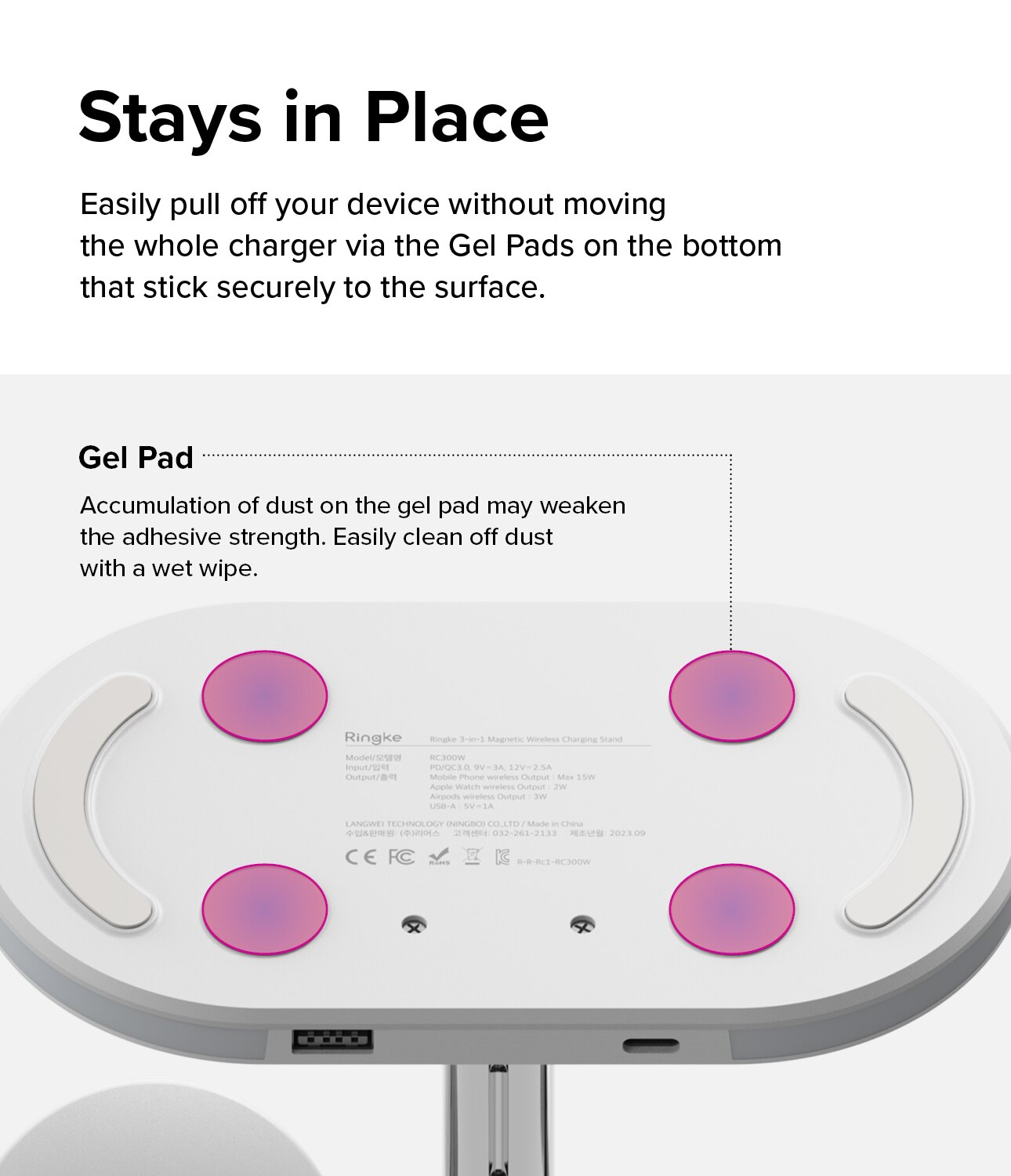 3-in-1 Wireless Charger Stand hvid