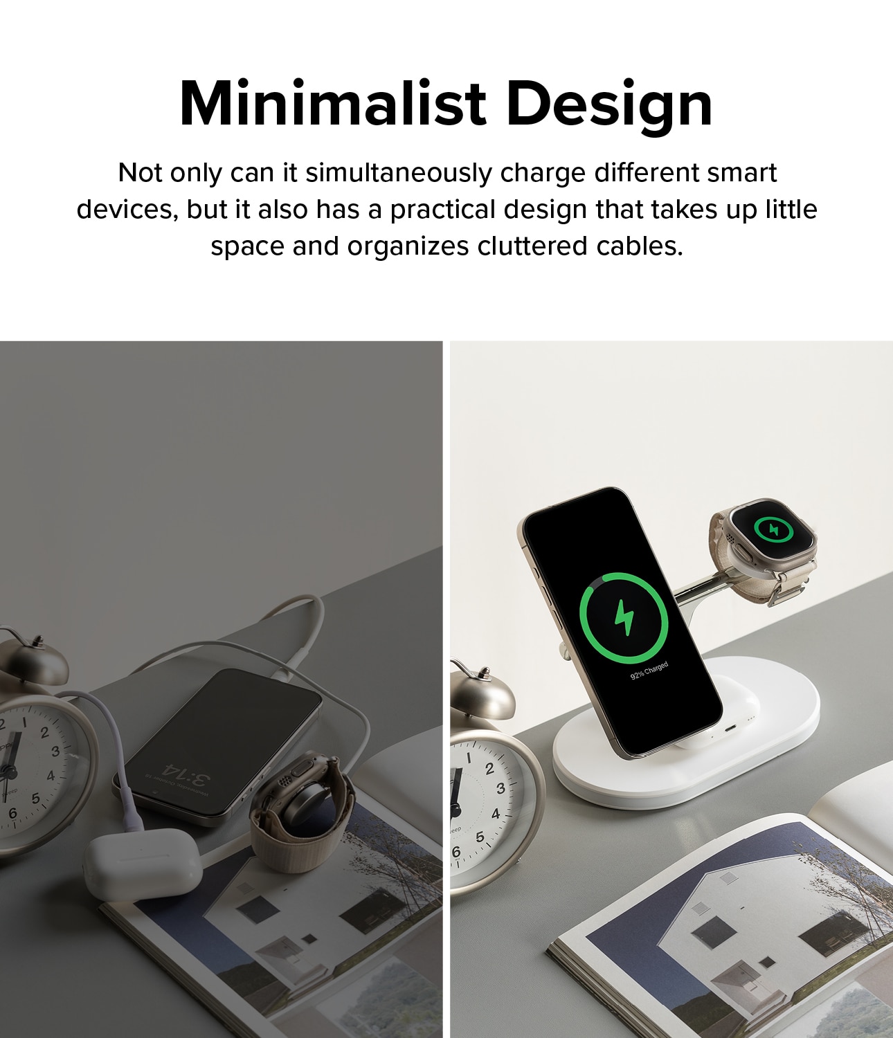 3-in-1 Wireless Charger Stand hvid