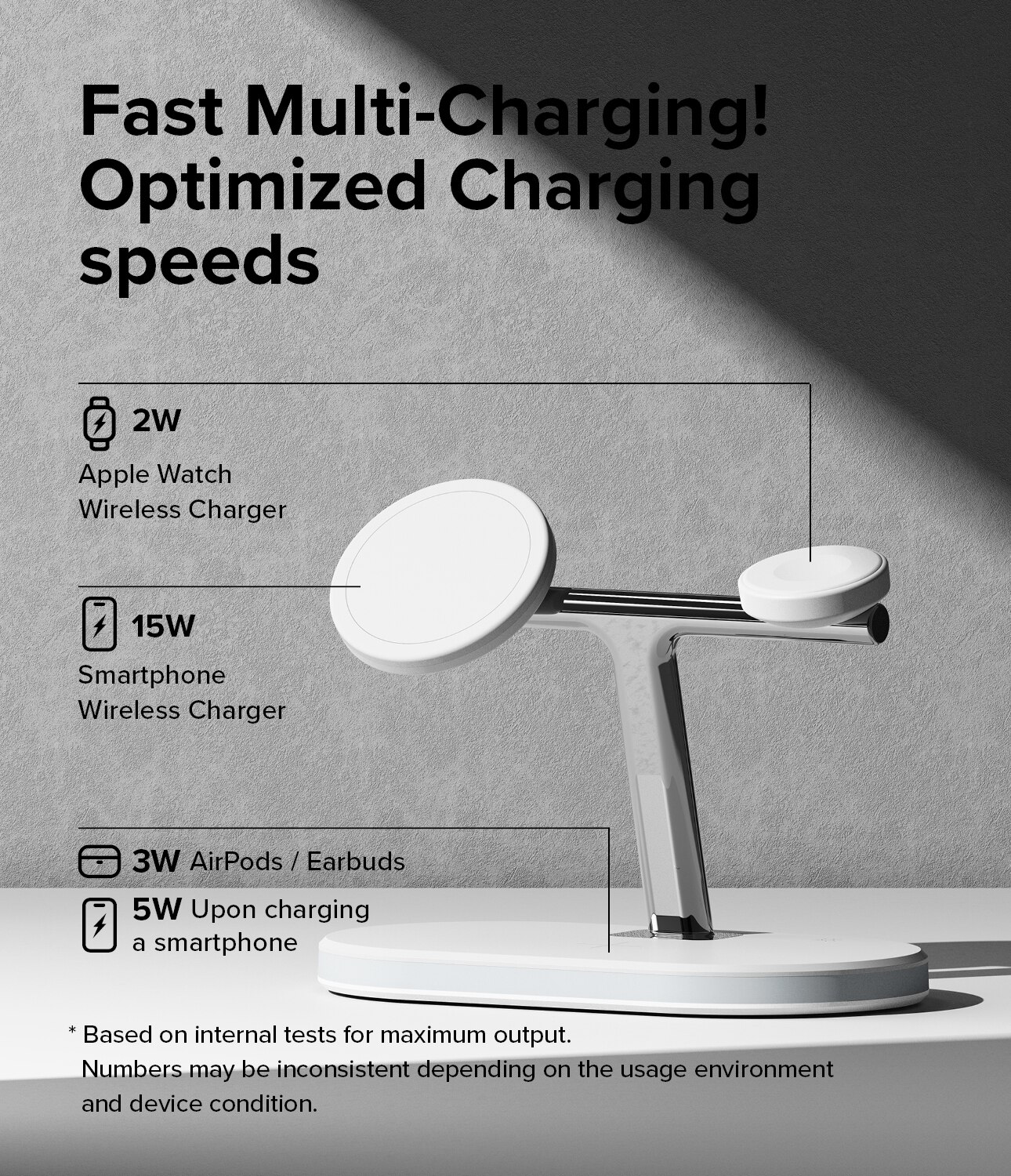 3-in-1 Wireless Charger Stand hvid