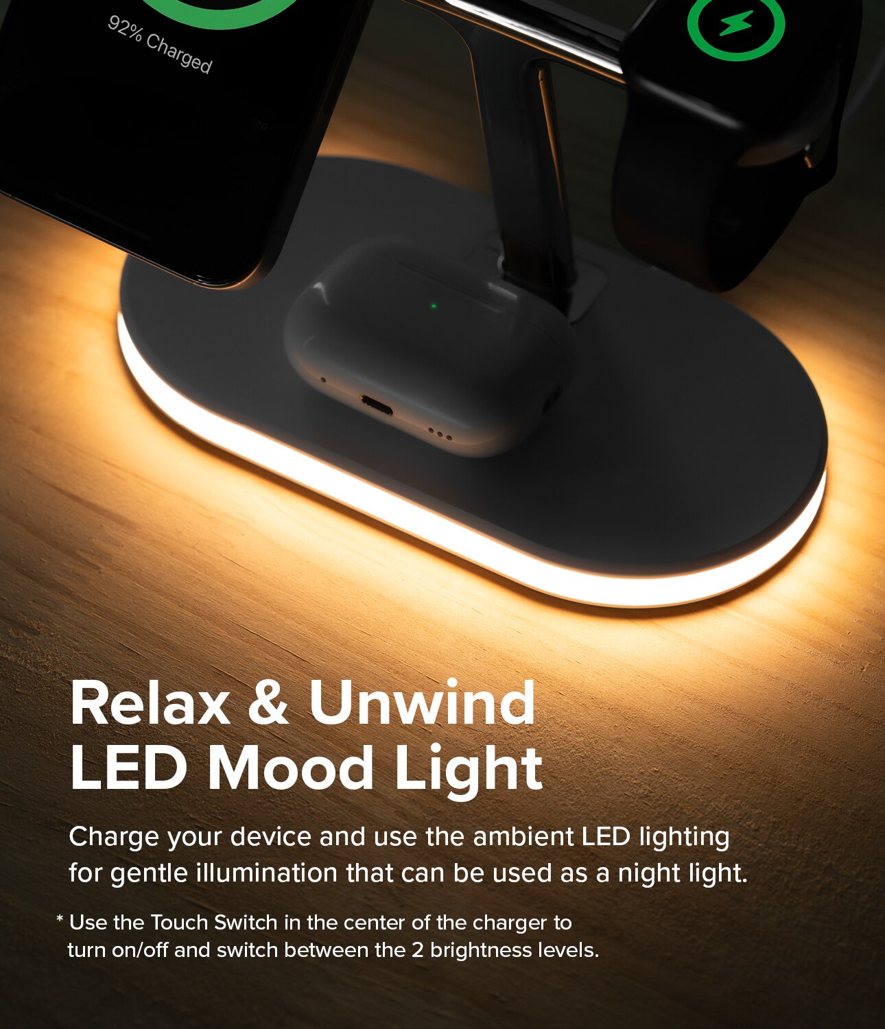 3-in-1 Wireless Charger Stand hvid