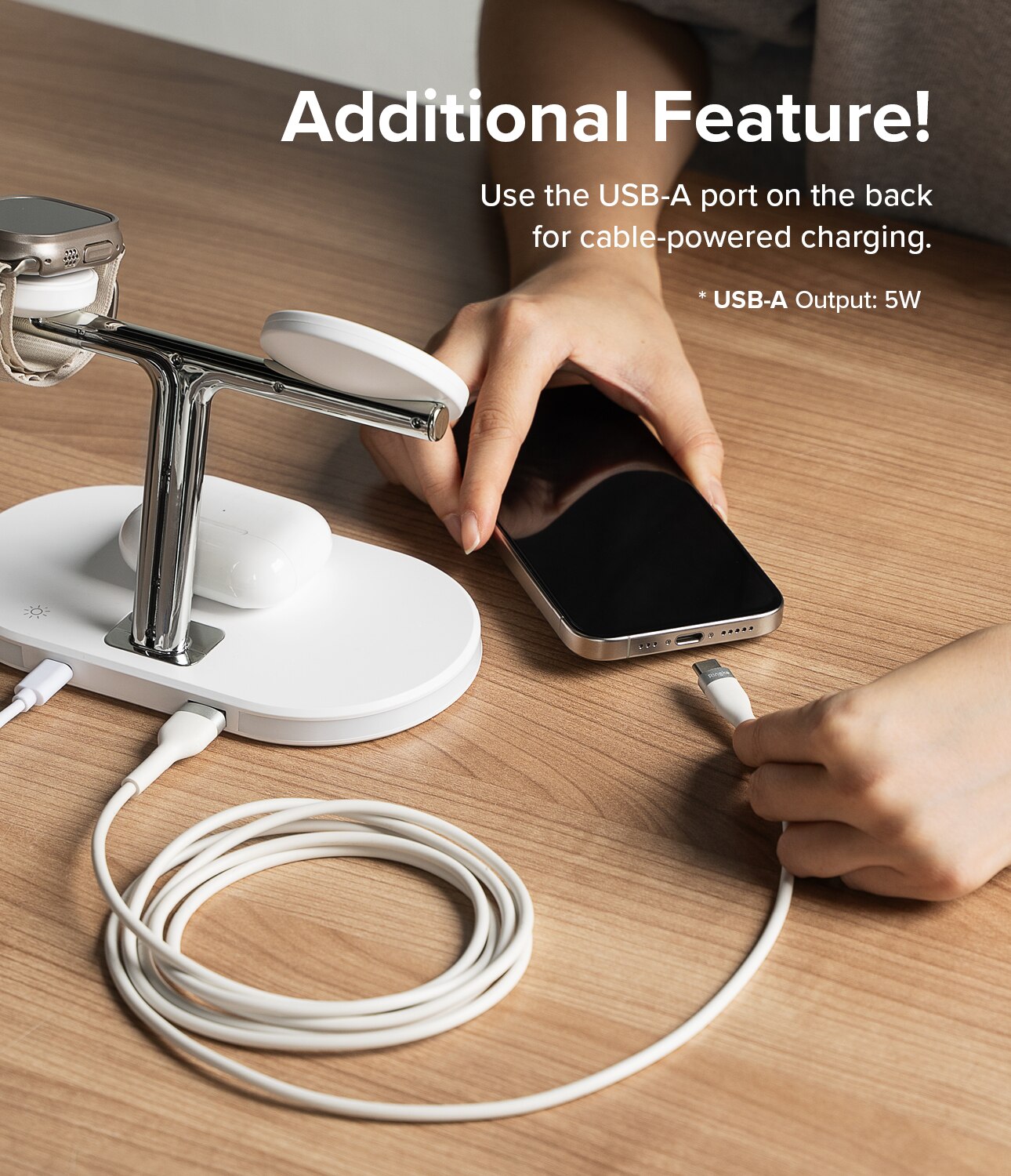 3-in-1 Wireless Charger Stand hvid