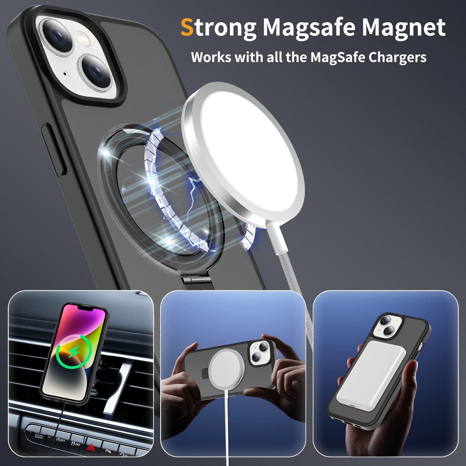 Hybridcover Magnetic Ring iPhone 15 Sort