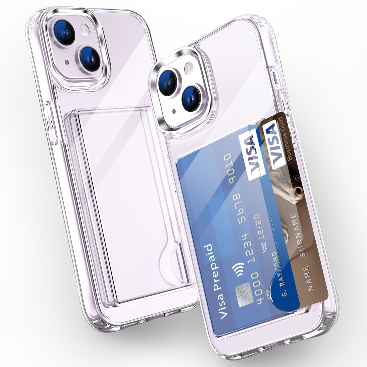 Hybridcover Kortholder iPhone 15 gennemsigtig