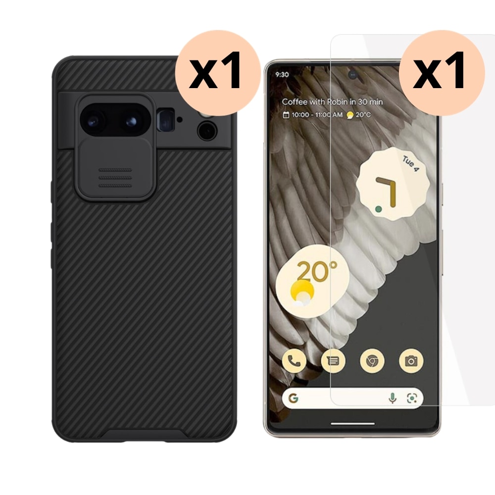 Google Pixel 8 Pro Sett med CamShield Cover og skærmbeskyttelse