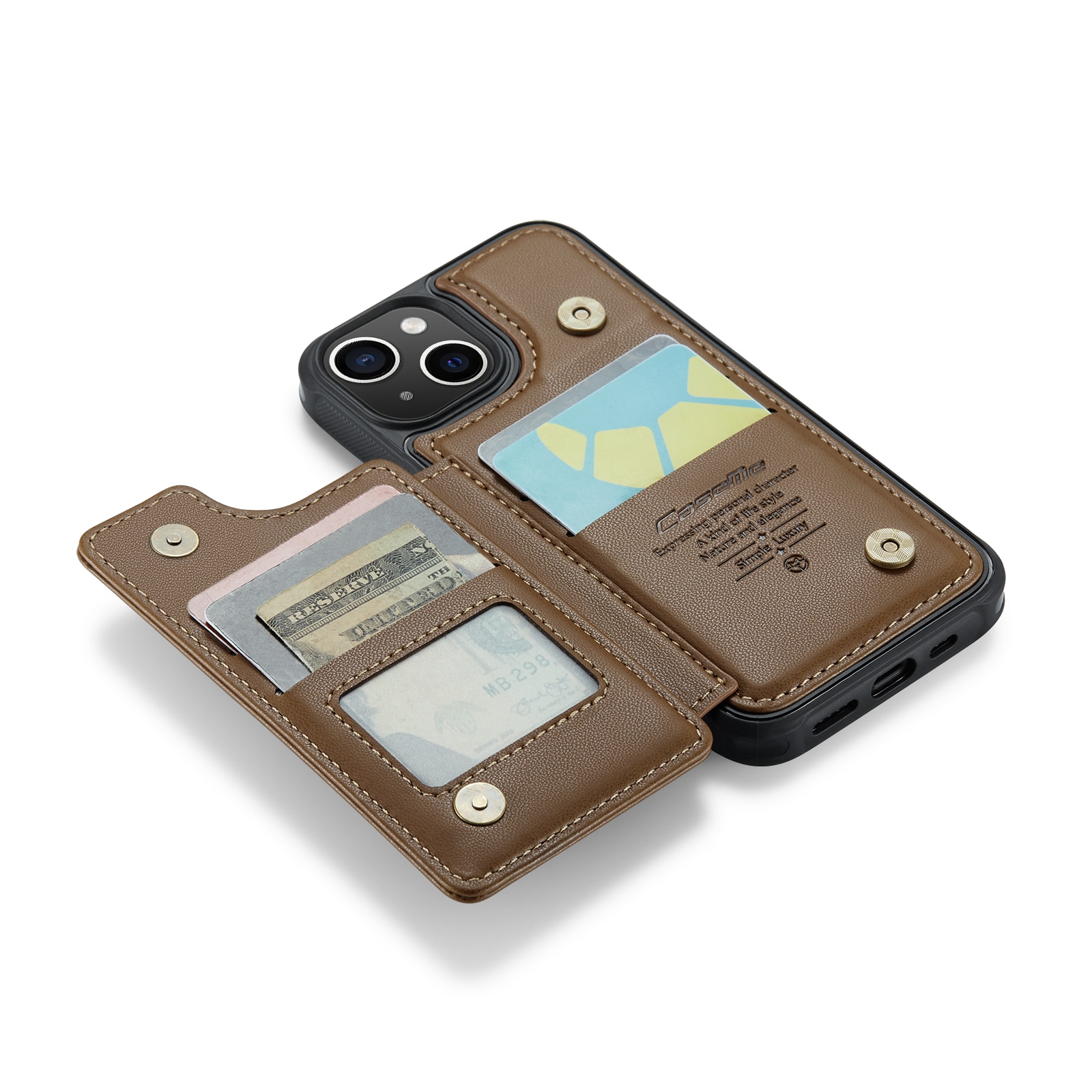 RFID blocking Tegnebog Cover iPhone 15 brun