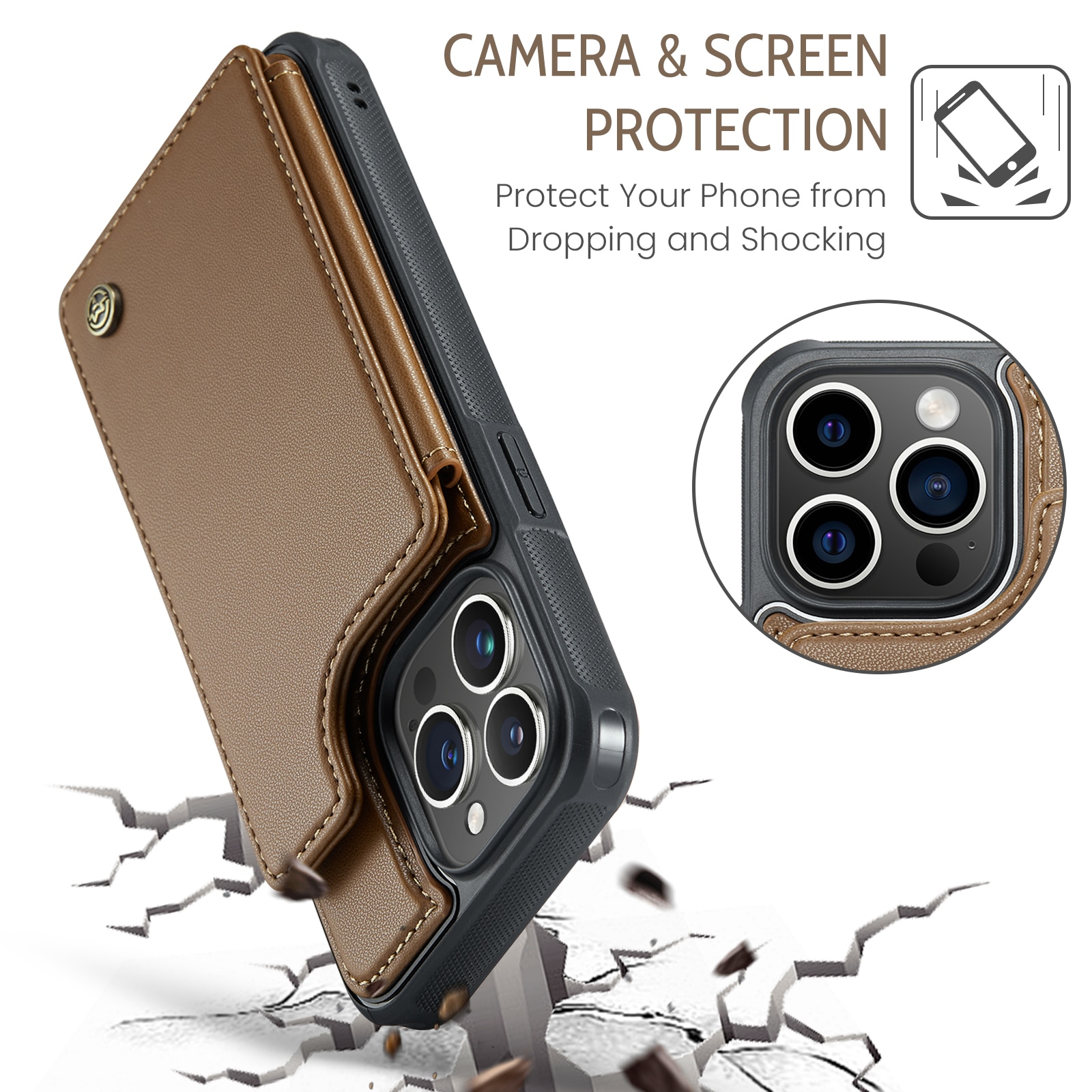 RFID blocking Tegnebog Cover iPhone 15 Pro Max brun