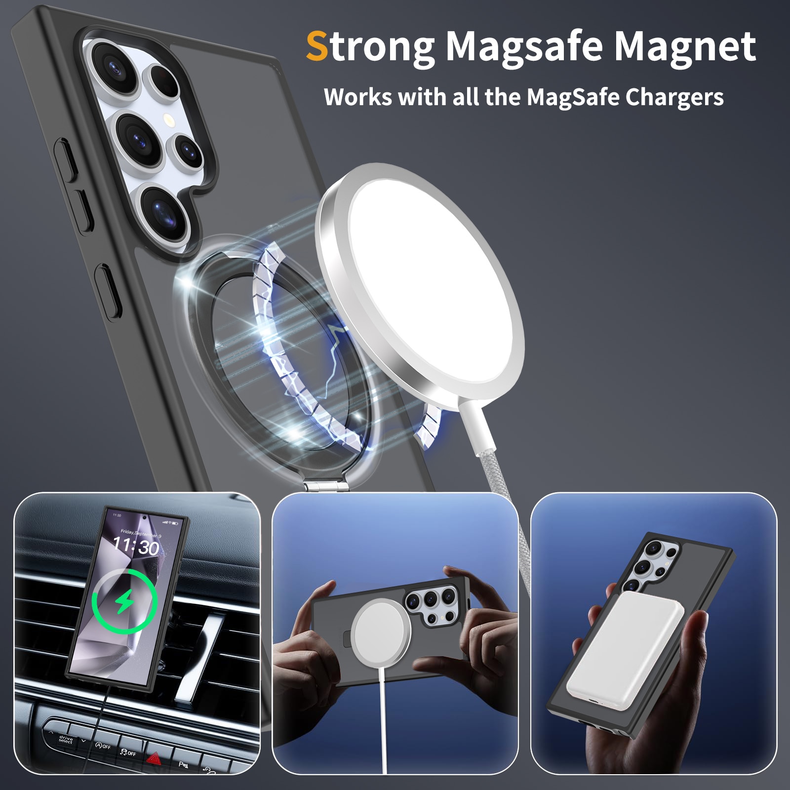 Hybridcover Magnetic Ring Samsung Galaxy S24 Ultra Sort