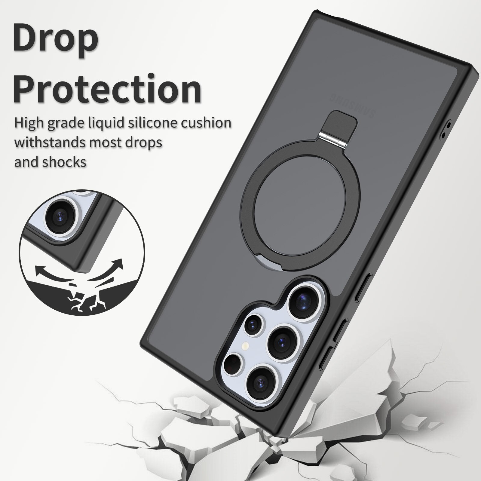 Hybridcover Magnetic Ring Samsung Galaxy S24 Ultra Sort