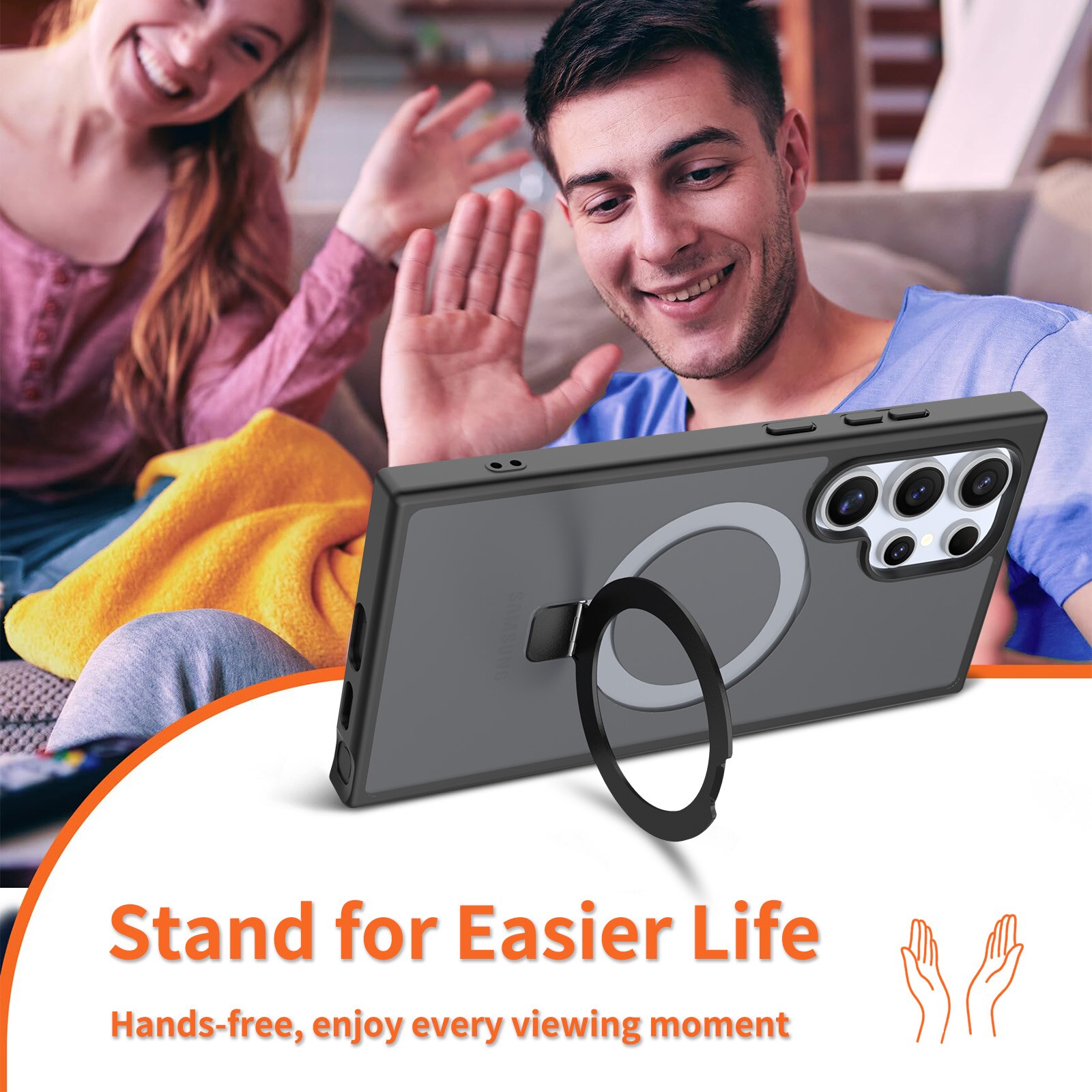 Hybridcover Magnetic Ring Samsung Galaxy S24 Ultra Sort