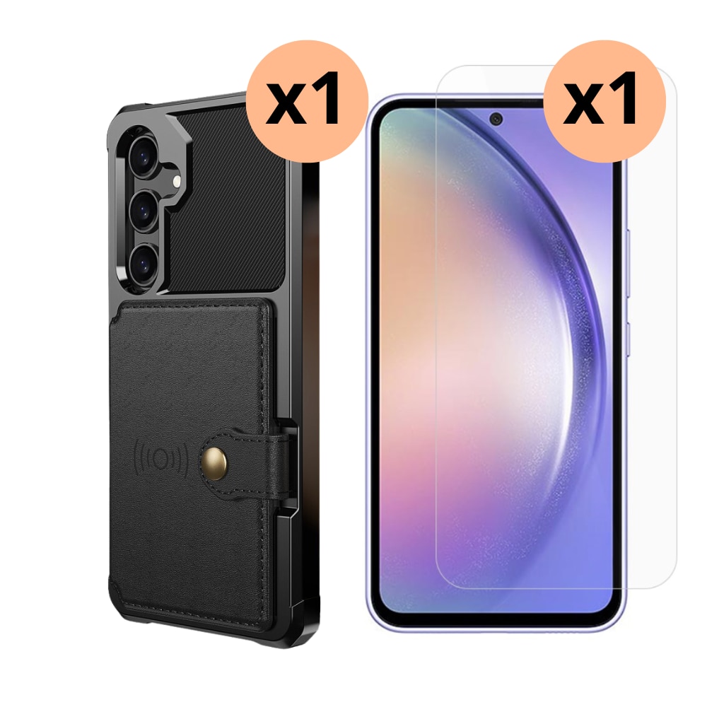 Samsung Galaxy A55 Beskyttelsessæt Cover Tough Multi-slot og Skærmbeskyttelse