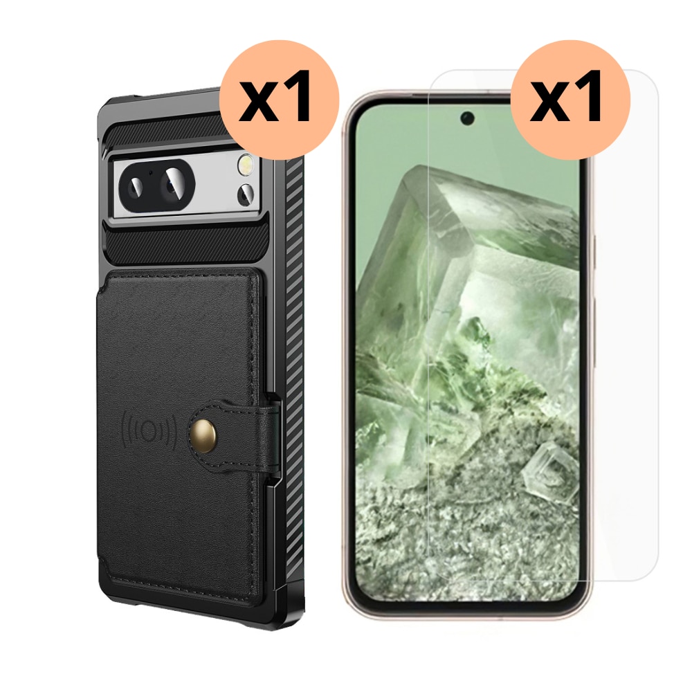 Google Pixel 8a Beskyttelsessæt Cover Tough Multi-slot og Skærmbeskyttelse