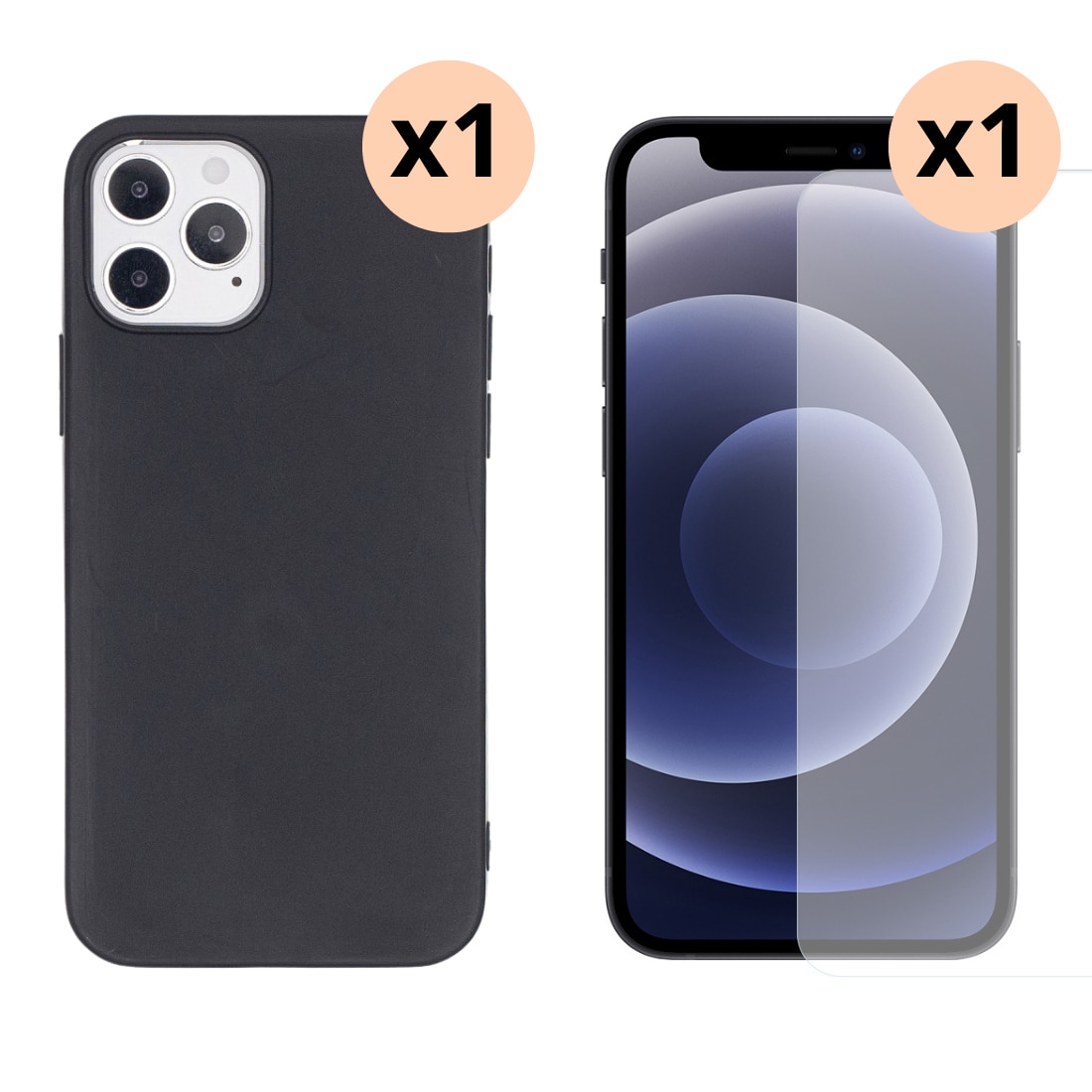 iPhone 12/12 Pro Beskyttelsessæt TPU-cover og Skærmbeskyttelse