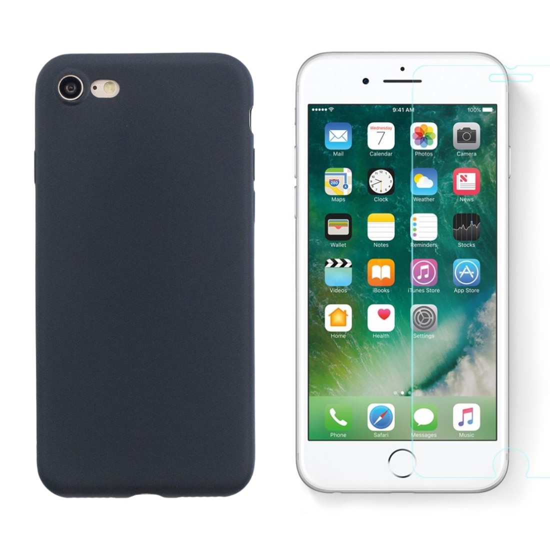 iPhone 7 Beskyttelsessæt TPU-cover og Skærmbeskyttelse