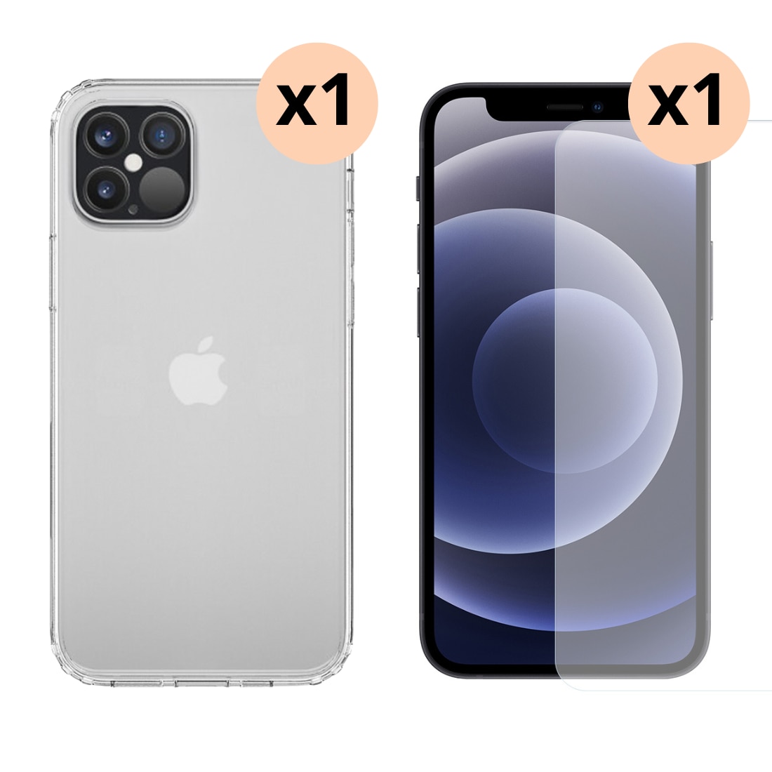 iPhone 12/12 Pro Beskyttelsessæt Cover og Skærmbeskyttelse