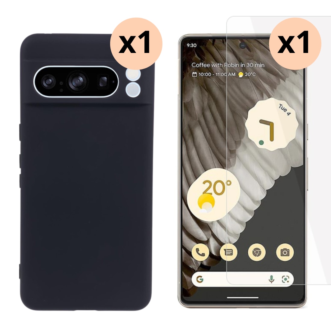 Google Pixel 8 Pro Beskyttelsessæt TPU-cover og Skærmbeskyttelse