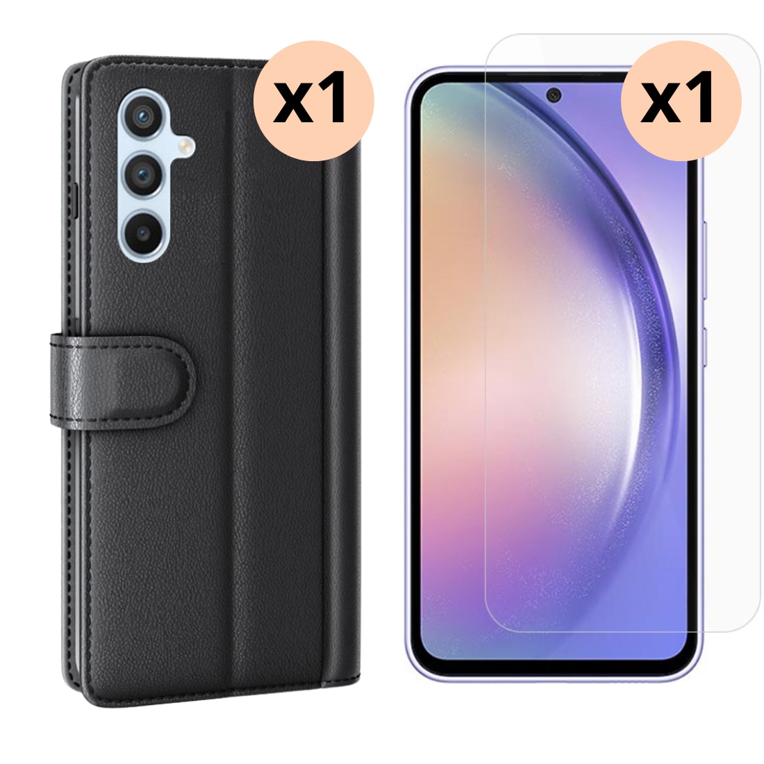 Samsung Galaxy A54 Beskyttelsessæt Mobiltaske og Skærmbeskyttelse
