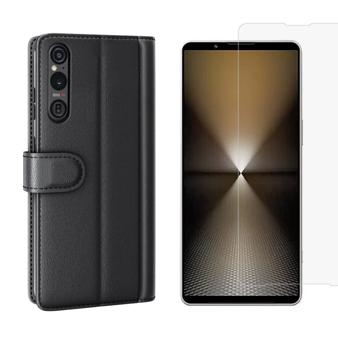 Sony Xperia 1 VI Beskyttelsessæt Mobiltaske og Skærmbeskyttelse