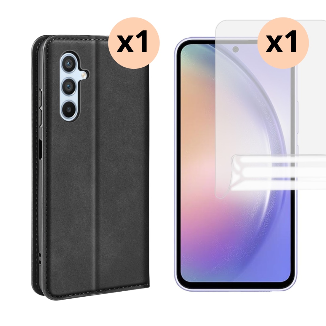 Samsung Galaxy A54 Beskyttelsessæt Tyndt mobiltaske og Skærmbeskyttelse