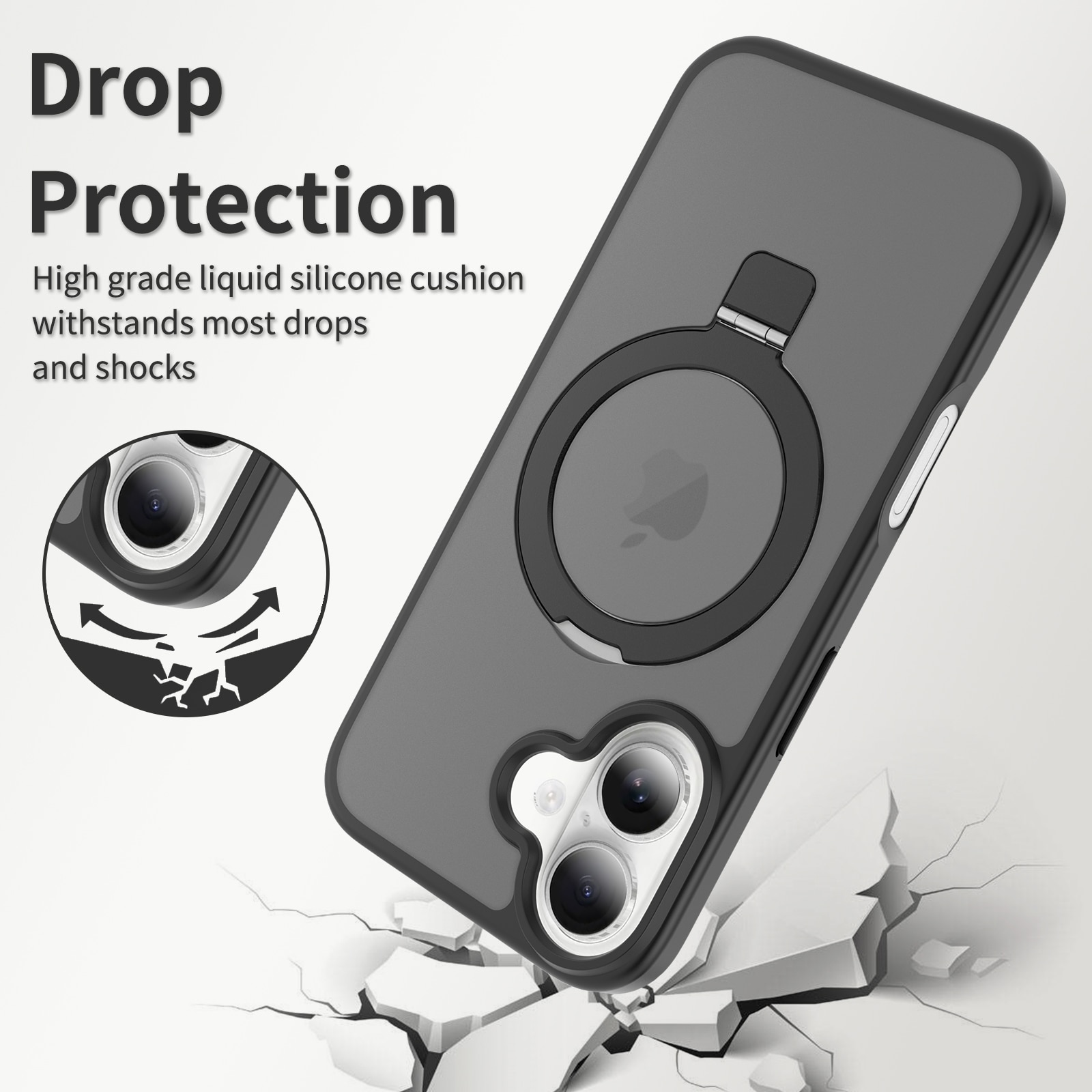 Hybridcover Magnetic Ring iPhone 16 Sort