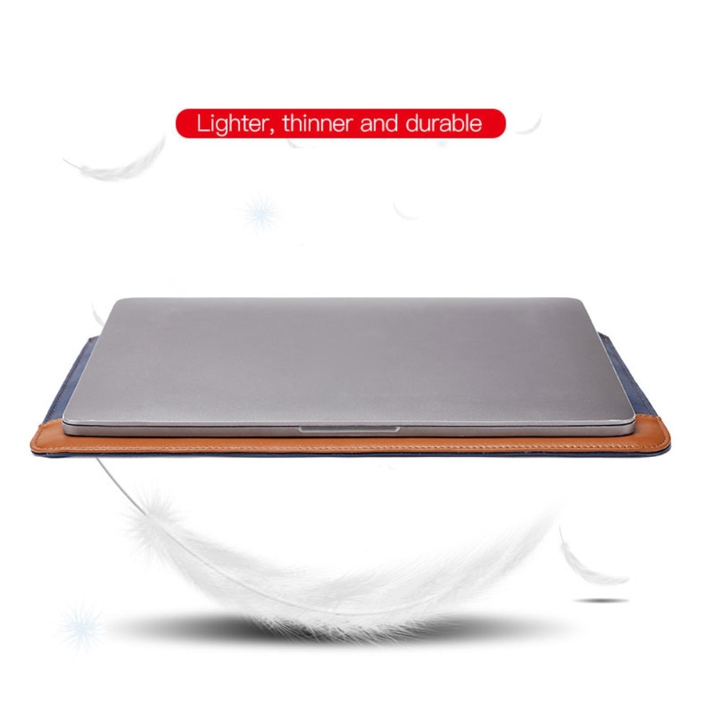Laptopfoderal læder 14" blå/brun