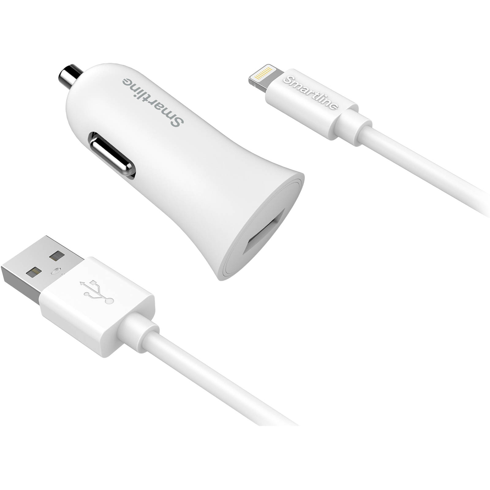 Billader USB+1M Lightning Kabel Hvid