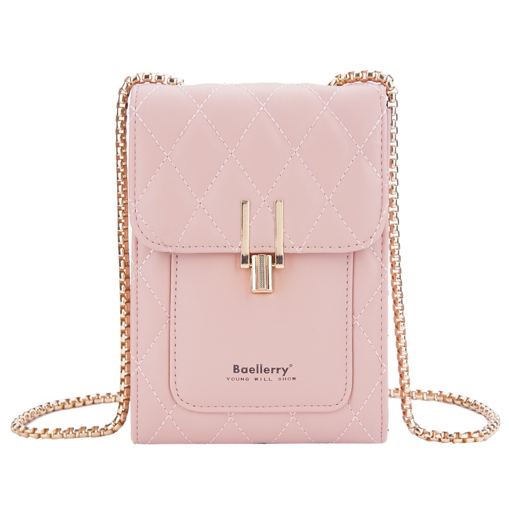 Quilted Crossbody Mini Wallet lyserød