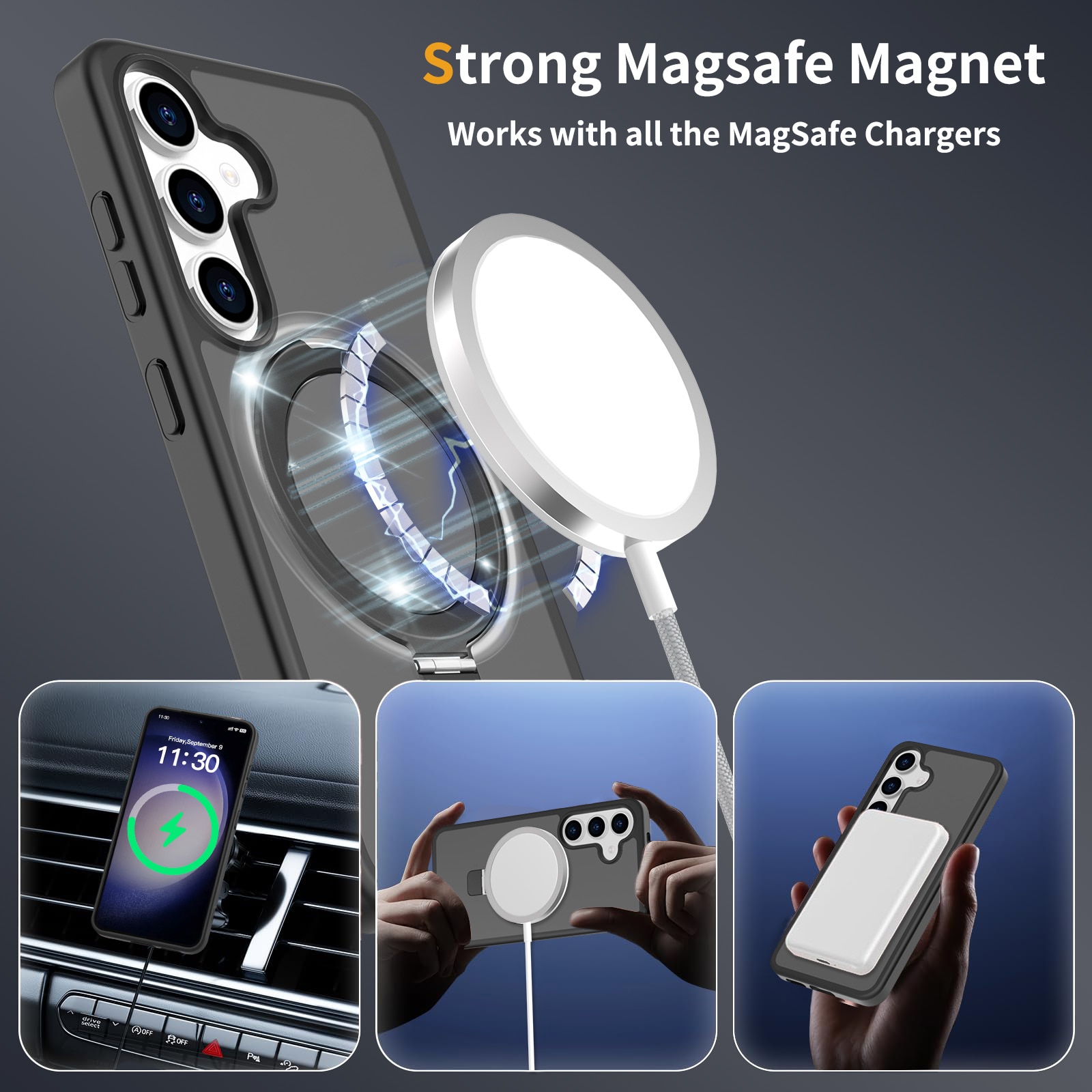 Hybridcover Magnetic Ring Samsung Galaxy S24 Sort