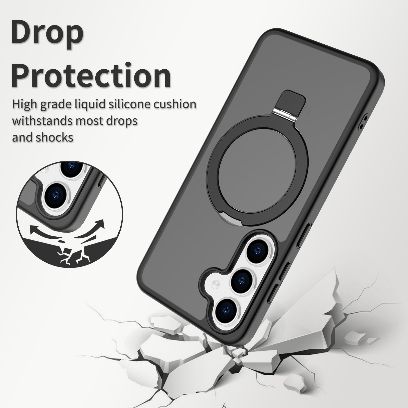 Hybridcover Magnetic Ring Samsung Galaxy S24 Sort