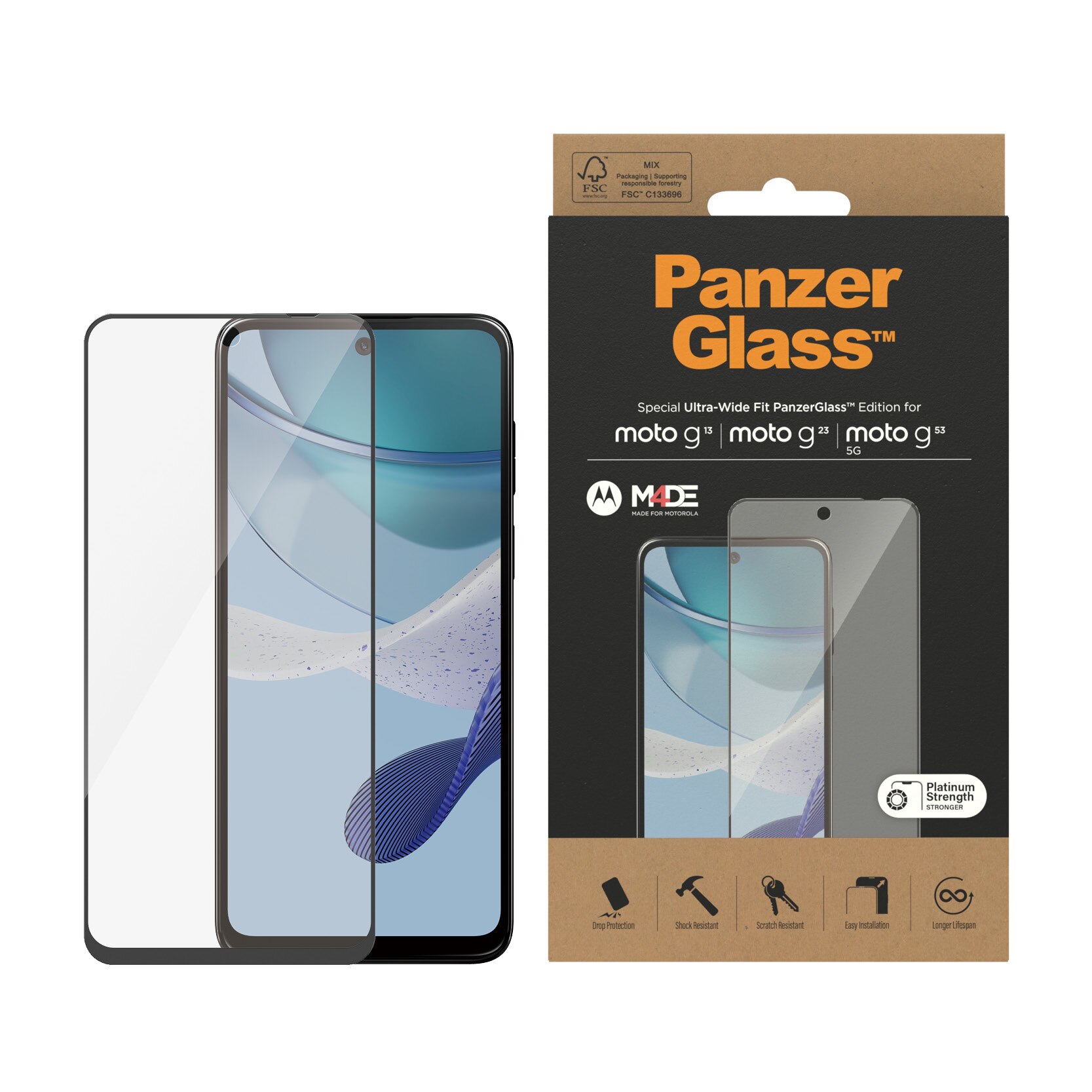 Motorola Moto G13/G23/G53 Screen Protector/Skærmbeskyttelse Ultra Wide Fit