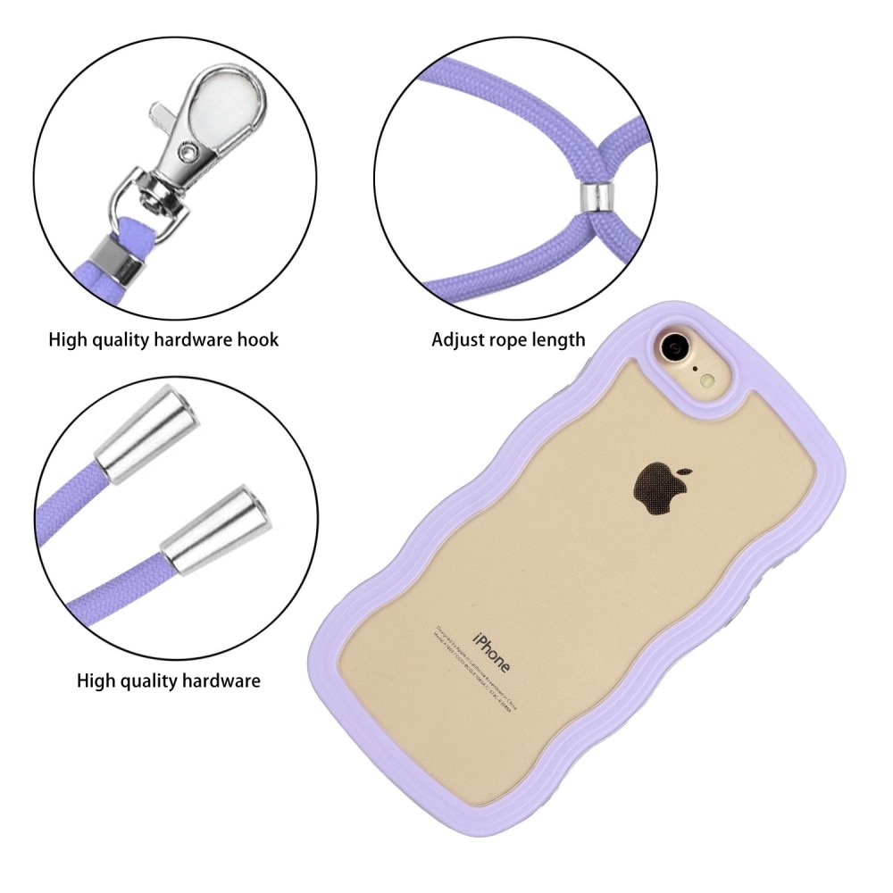 Wavy Edge Cover halskæde strop iPhone SE (2020) lila