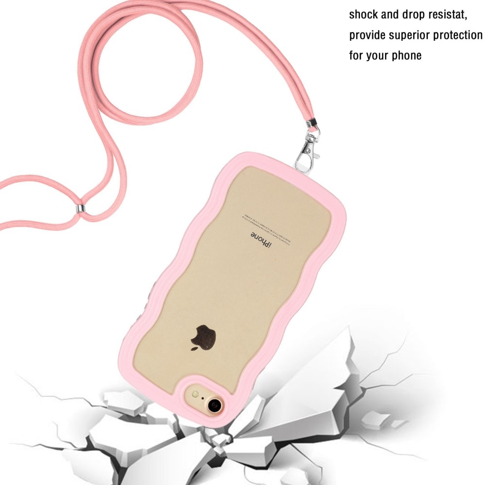 Wavy Edge Cover halskæde strop iPhone SE (2022) lyserød