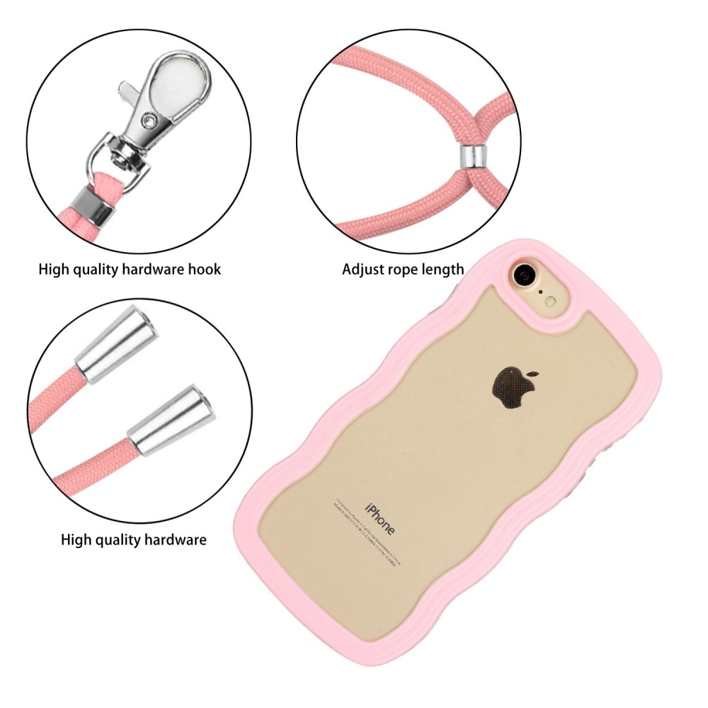 Wavy Edge Cover halskæde strop iPhone SE (2020) lyserød