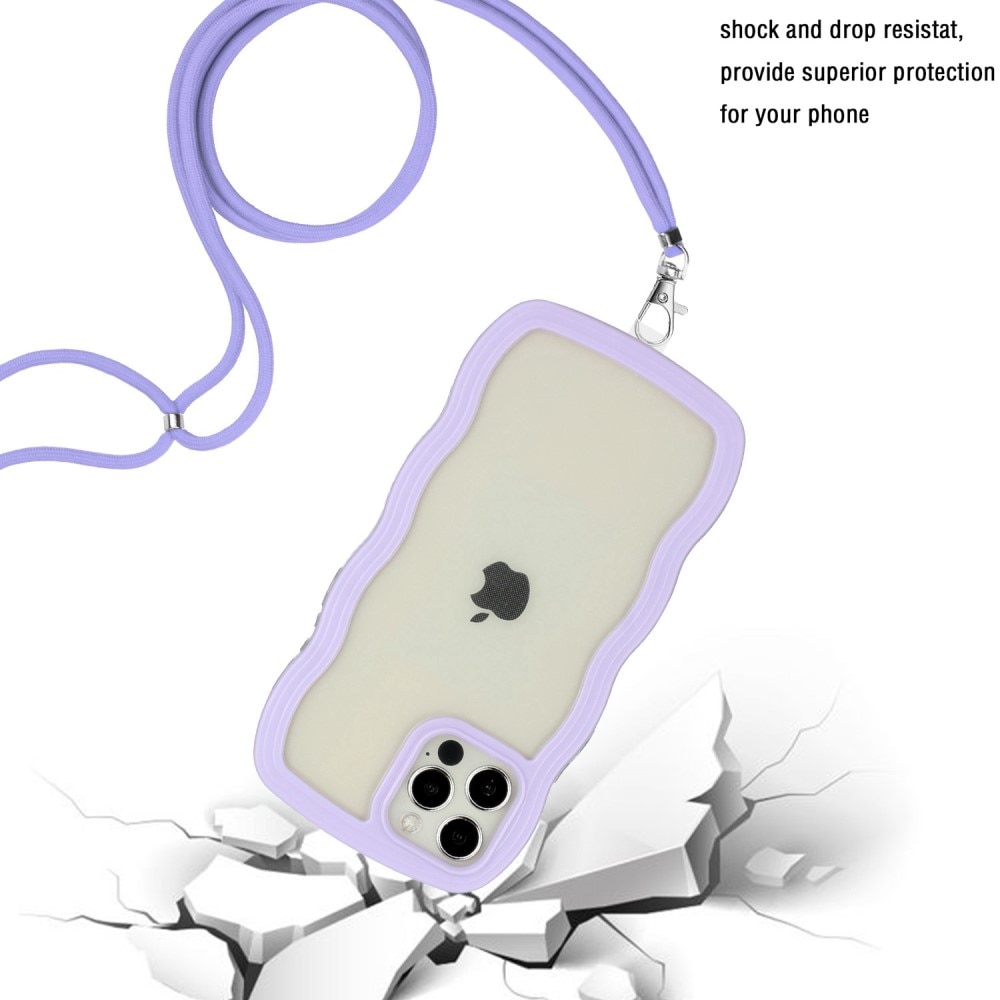 Wavy Edge Cover halskæde strop iPhone 12/12 Pro lila
