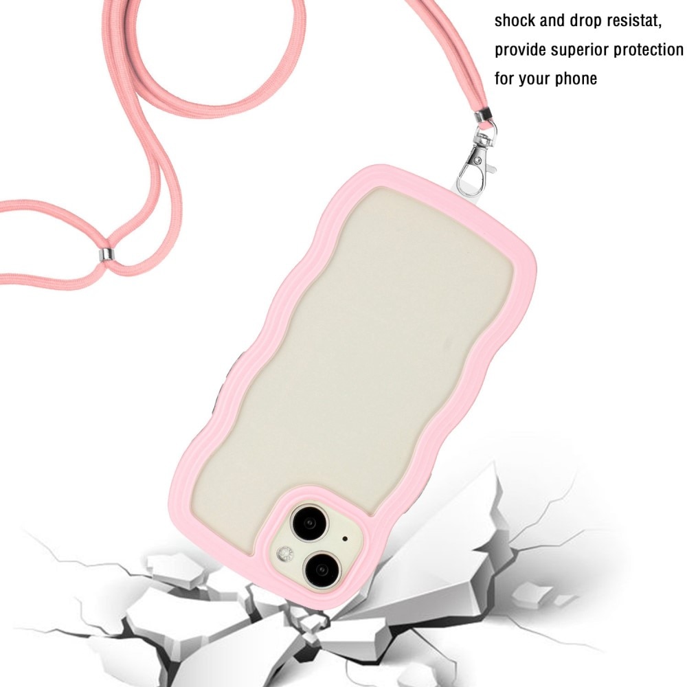Wavy Edge Cover halskæde strop iPhone 13 lyserød