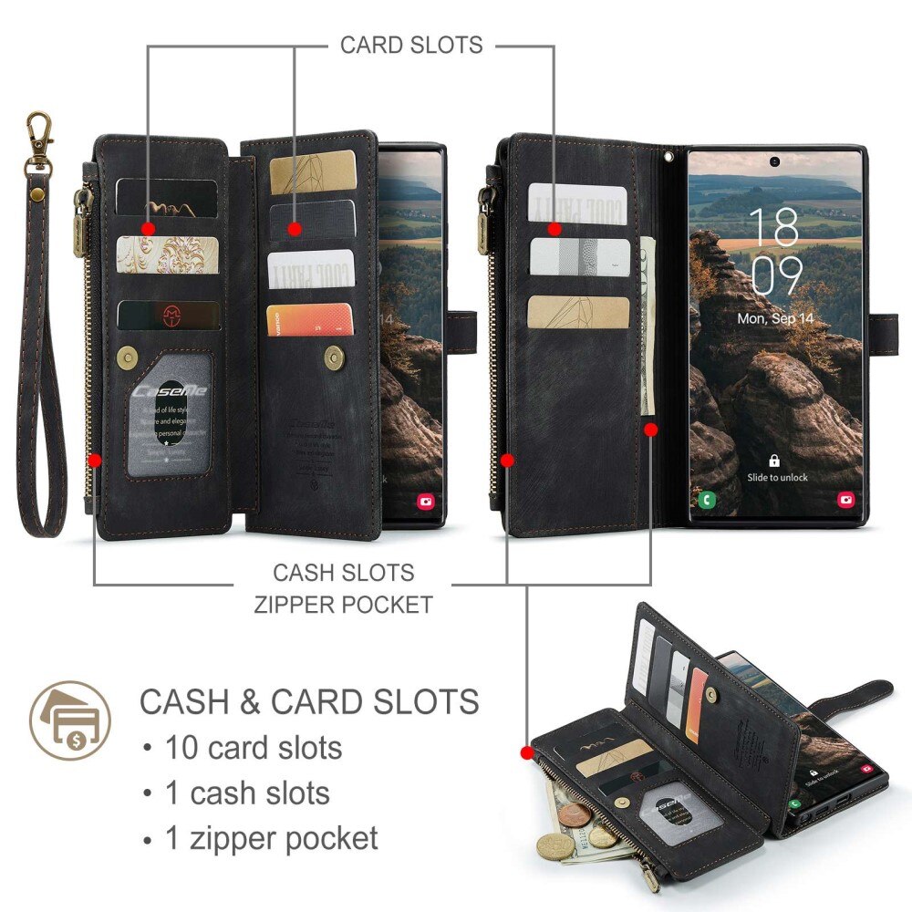 Zipper Wallet Samsung Galaxy S22 Ultra Sort