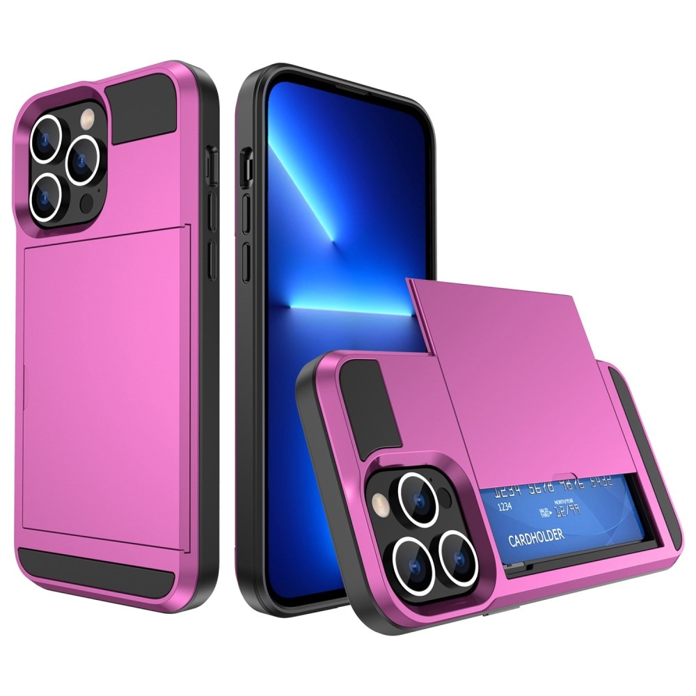 Cover Kortholder iPhone 14 Pro lyserød